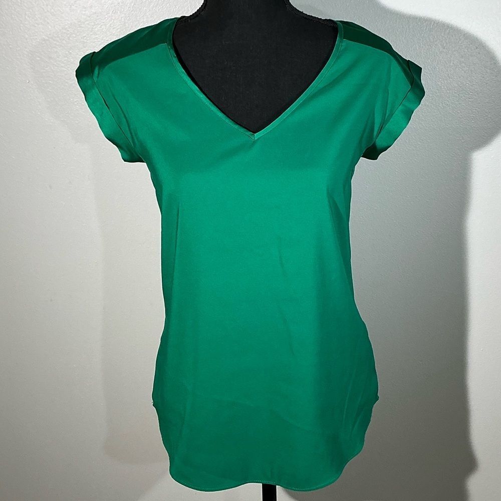 Green V-Neck Women's Top